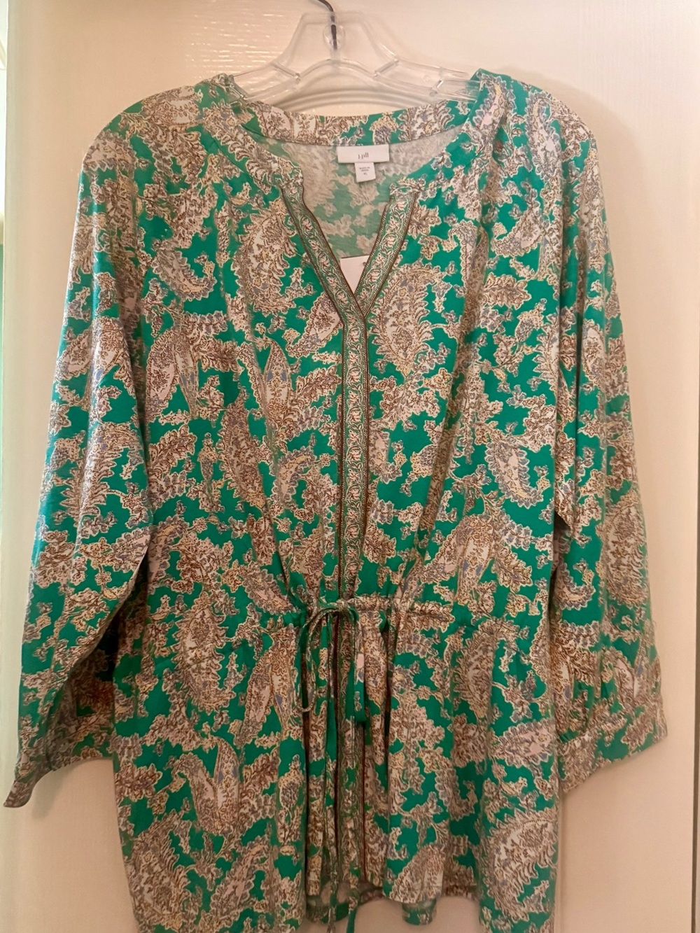 J. Jill Teal Paisley Tie-Waist Tunic